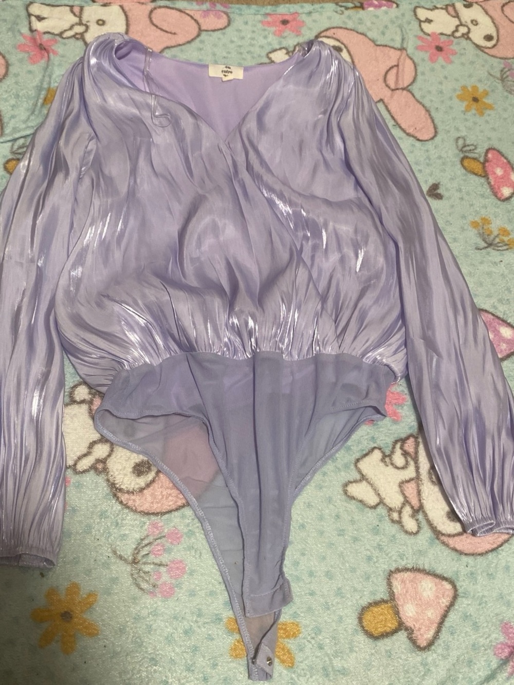 entro Lilac Shimmer Long-Sleeve Wrap Bodysuit